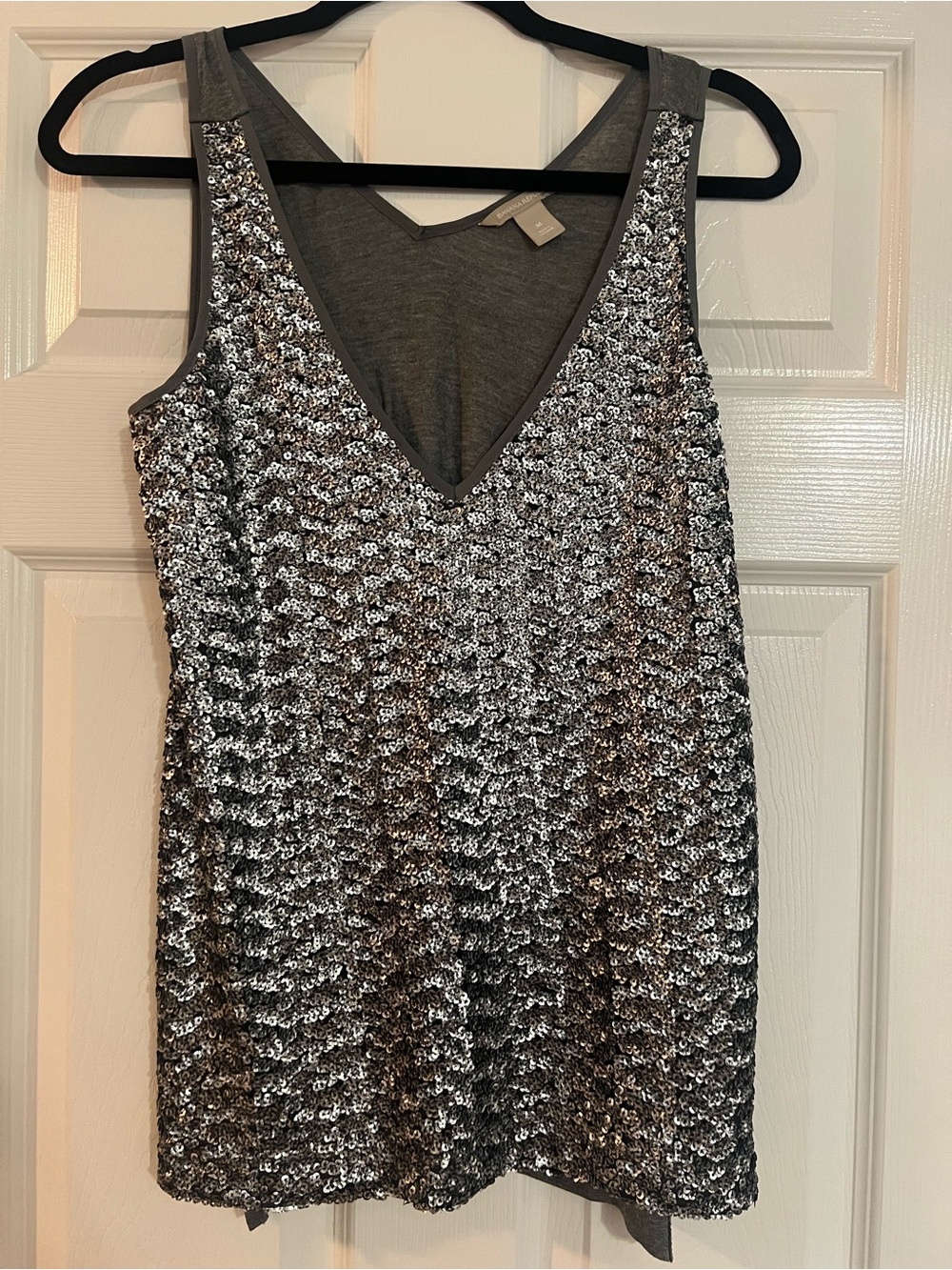 Banana Republic Gray Sequin Trim Tank Top